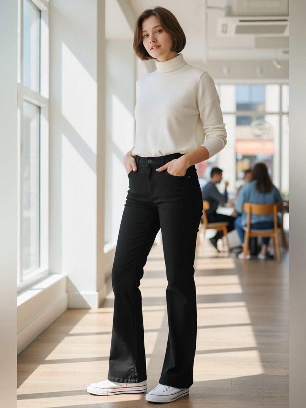 St John’s Bay East Fit Hip & Thigh Straight Leg Mid-Rise